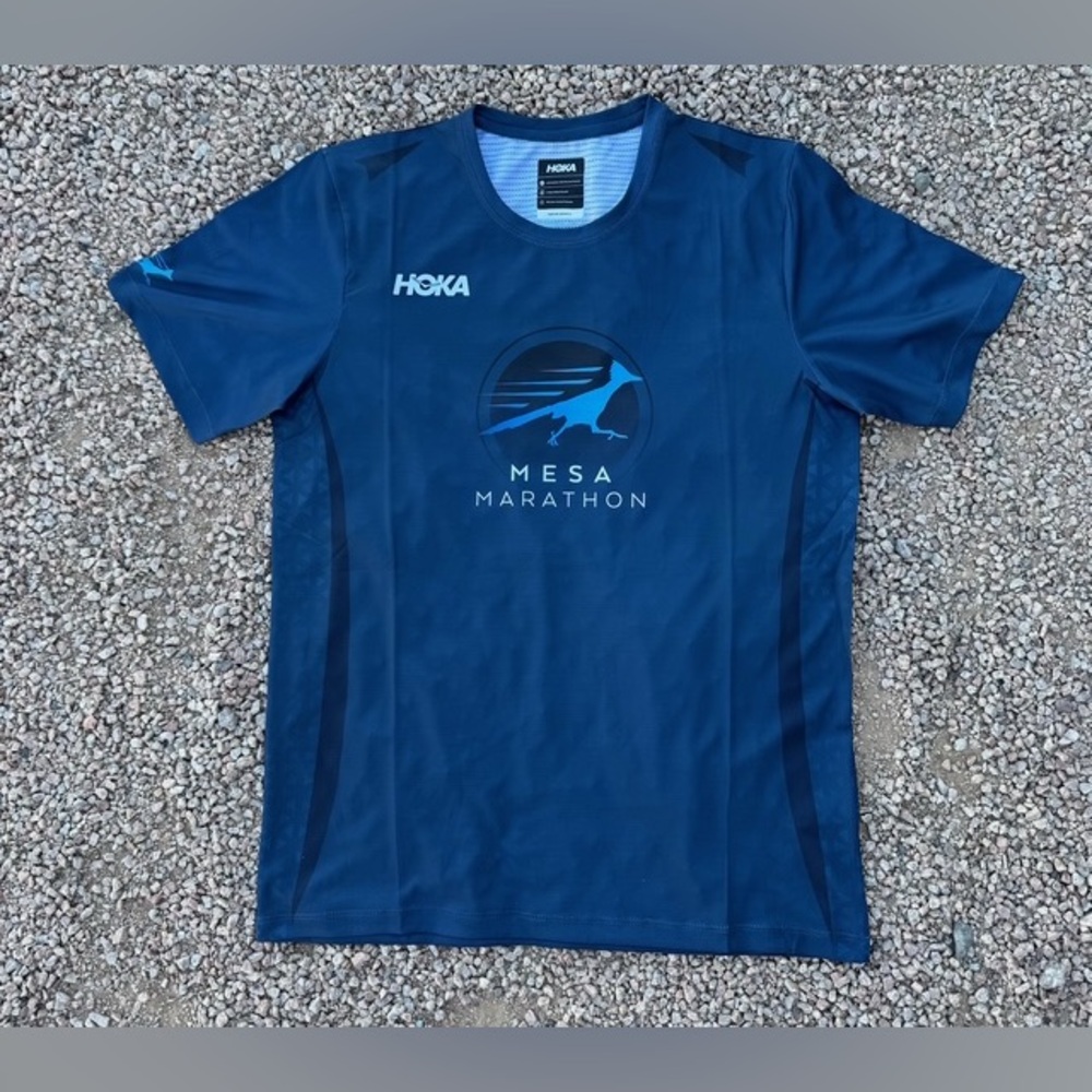 HOKA MESA MARATHON Race T-Shirt Mens Small Blue/White 2026 Half 10K Roadrunner!